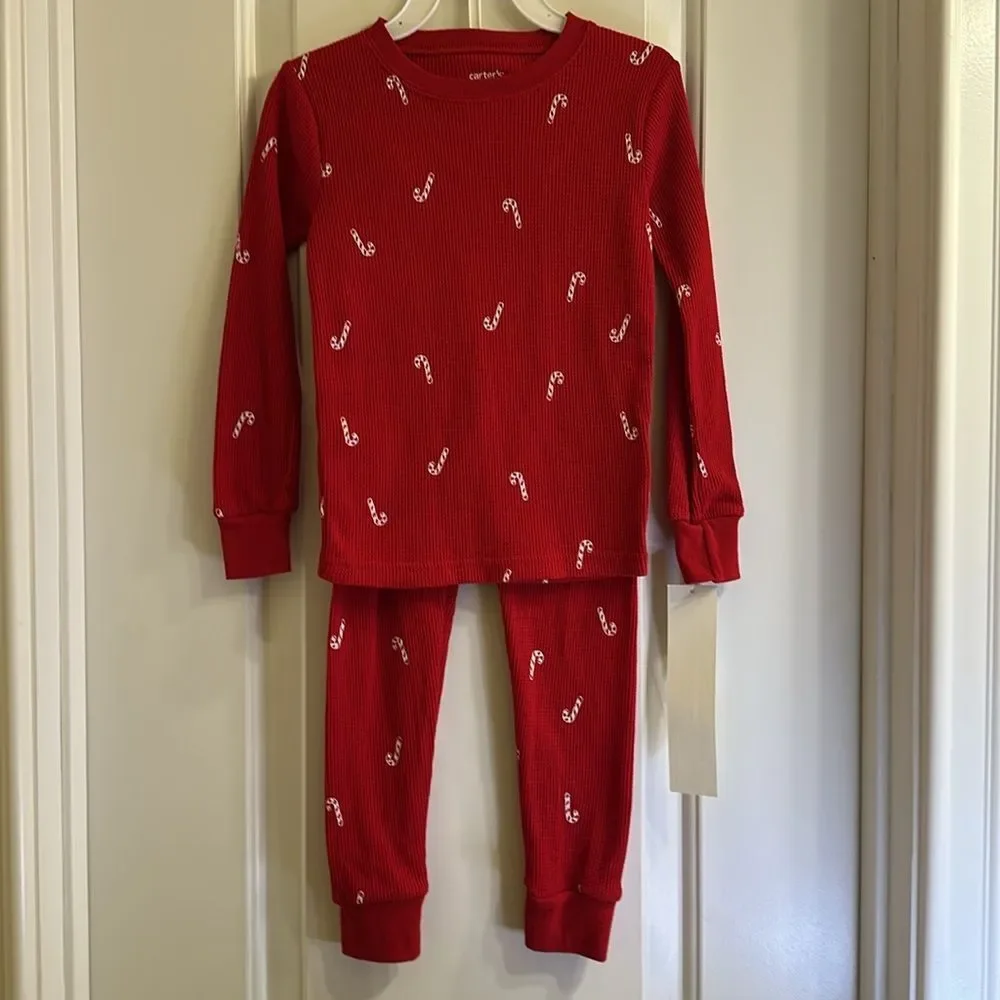 Carter’s Red Candy Cane Thermal PJ Pajama Set NEW Size 4